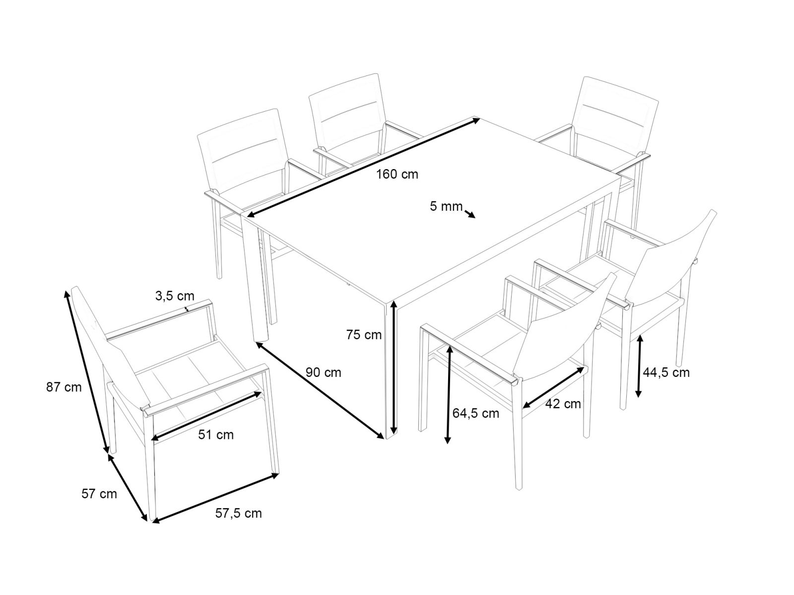 Jetzt Aluminium Esstischset Gemini L Fur 6 Personen Kaufen