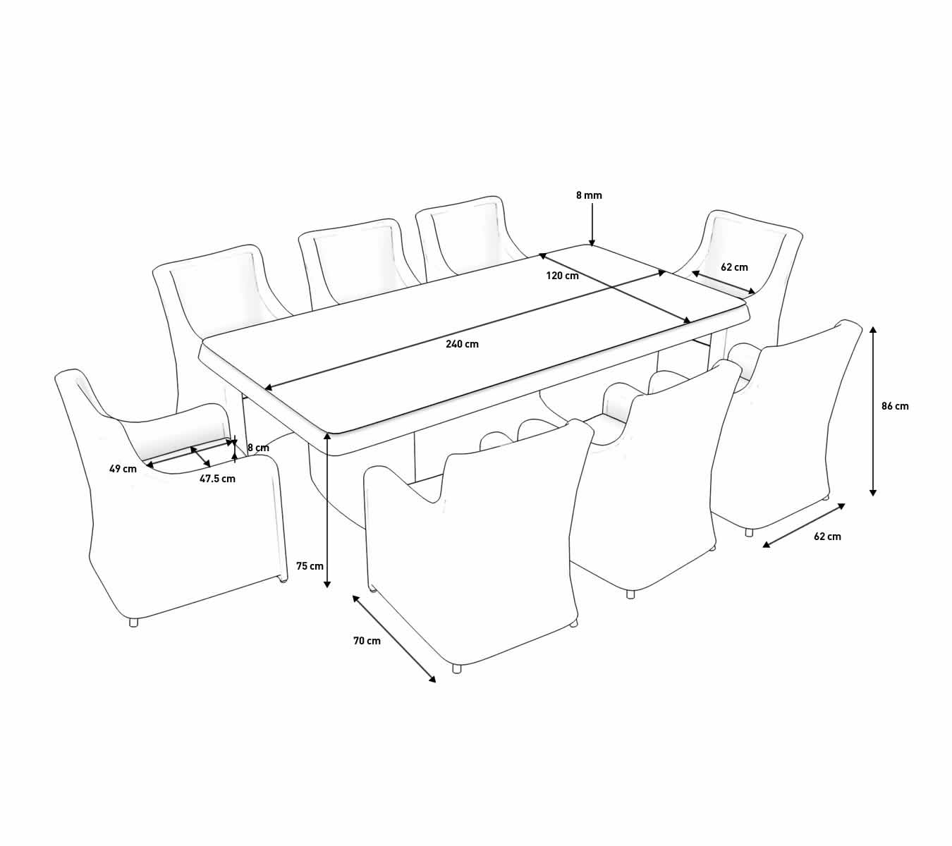 Polyrattan Esstischgarnitur Fur 8 Personen Mit Tisch Und Stuhlen Aus Polyrattan Artelia De