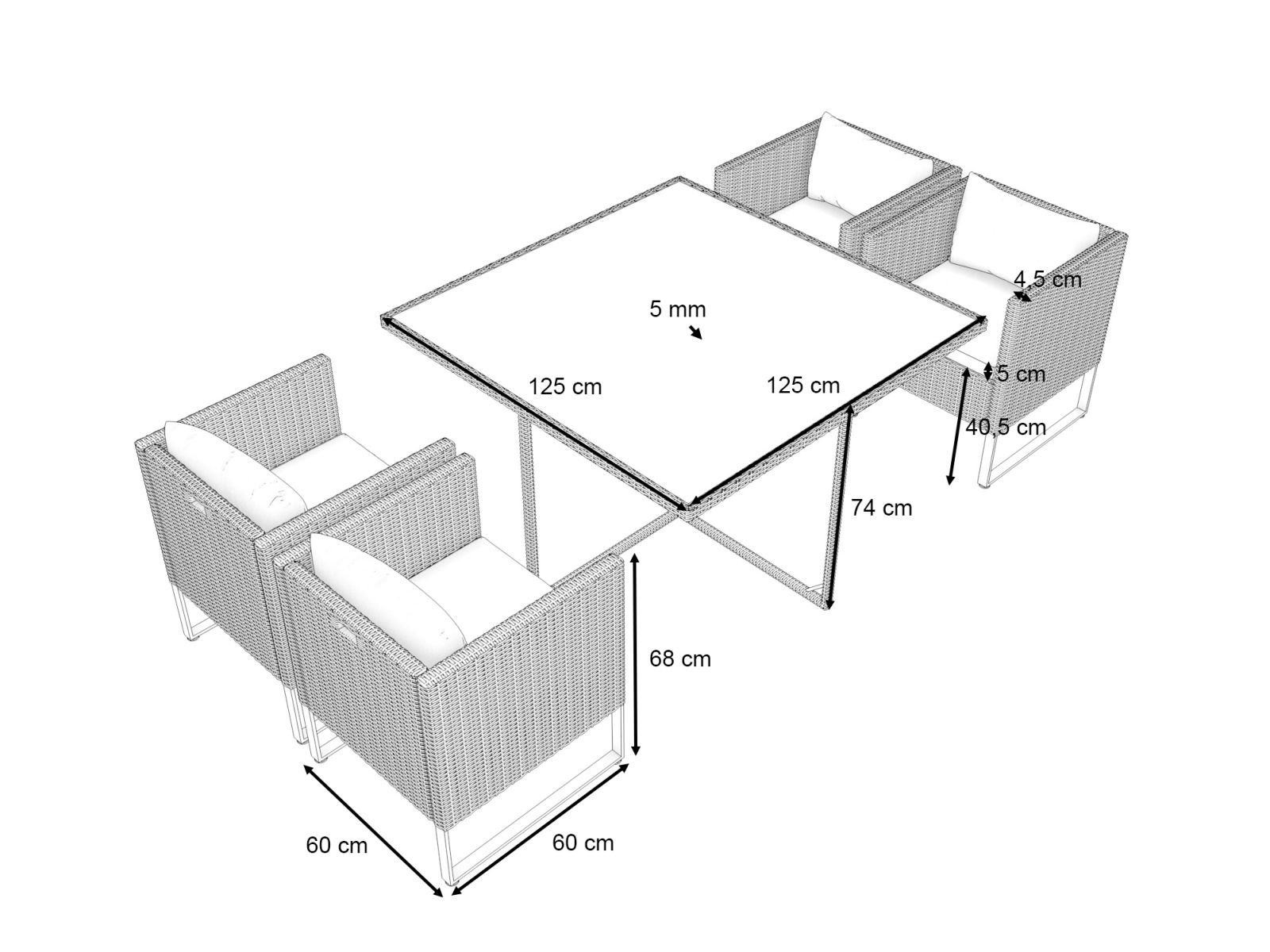 Polyrattan Cube Essgruppe Roma M Artelia De